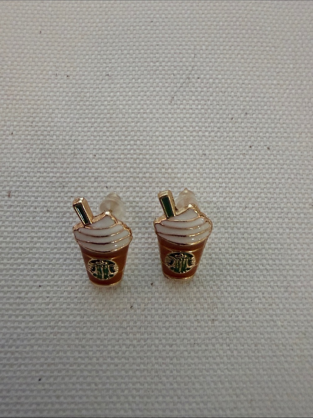 Gold-Tone Cup & Whip Stud Earrings in White and Brown